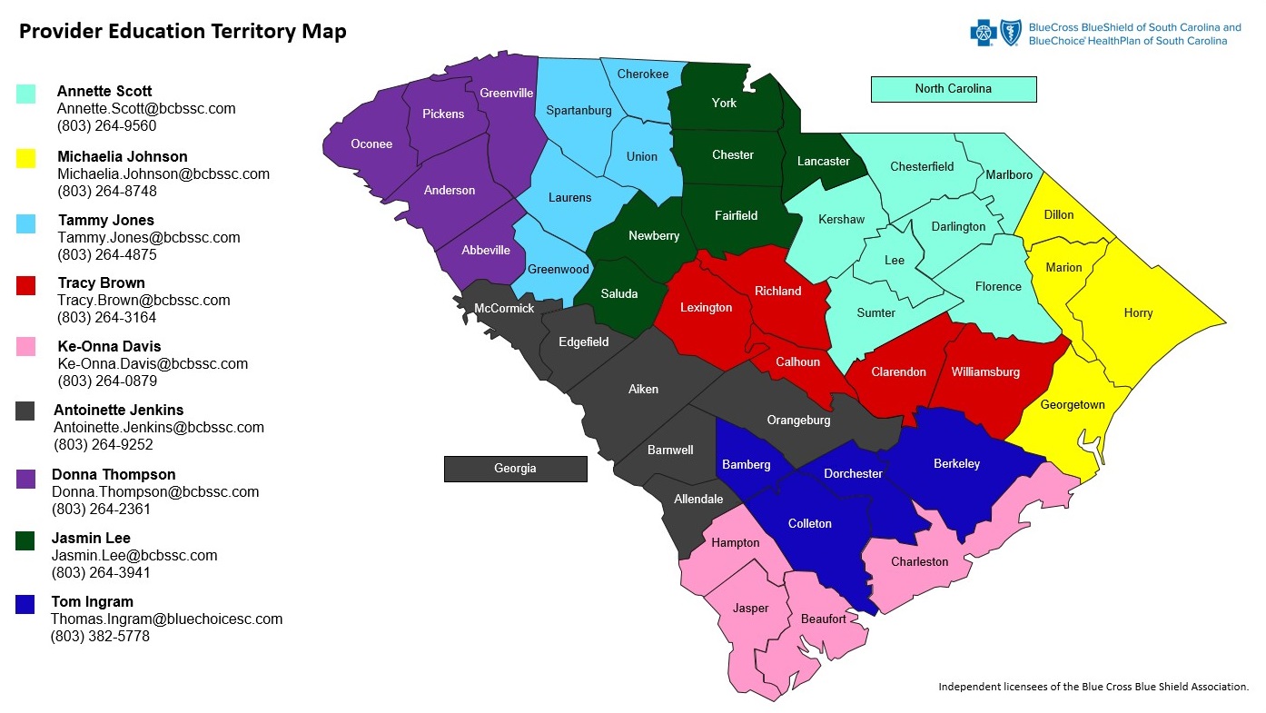 Provider Relations & Education Territory Map
